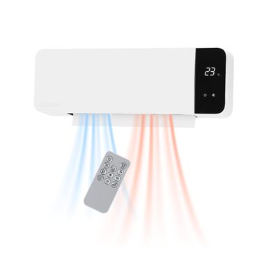 Керамічний настінний вентилятор-обігрівач Telefunken PTCWH-2000W Світлодіодний дисплей з цифровим термостатом та пультом дистанційного керування, функція таймера, коливання, вентилятор, захист від перегріву, 18-45C