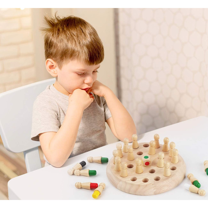 Іграшка Монтессорі від 2/3/4 років, Memory Match Stick Chess, розвиваюча іграшка Chess Game, Memory Chess, Wooden Memory Chess для