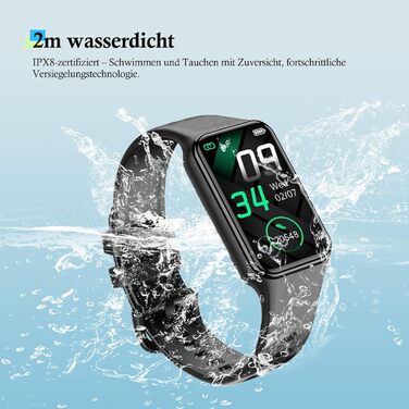 Розумний годинник IOWODO для жінок та чоловіків Кольоровий дисплей 1,47 дюйма Спортивні режими та водонепроникність IP68 Цілодобовий аналіз серцевого ритму та сну Крокомір та трекер активності Підсвічування 2 чорних ремінці для годинника