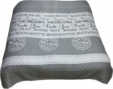 Покривало/плед для одного дому, біло-сіре стьобане, плед/покривало на диван, розмір 140x210 см, колір На добраніч сірий, 140x210 см На добраніч сірий