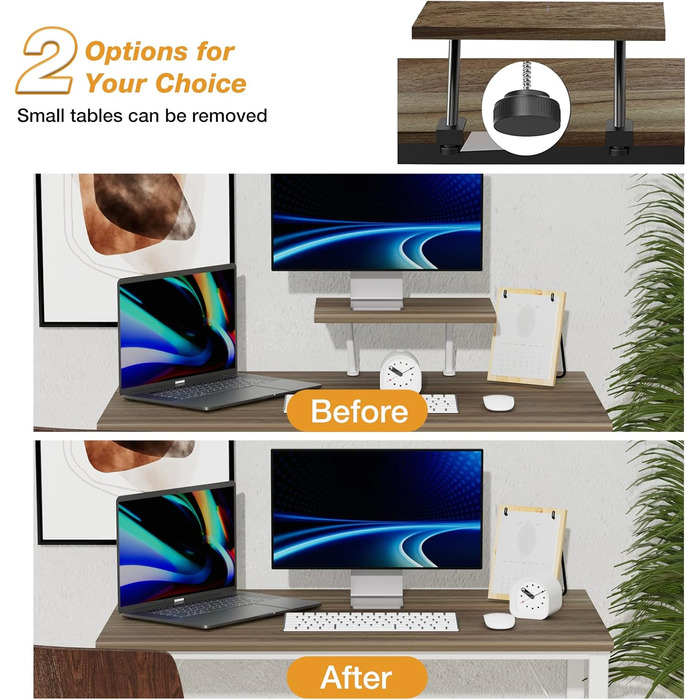 Письмовий стіл з полицею для монітора, стіл для ПК, комп&39ютерний стіл 80x40x75см, комп&39ютерний стіл, офісний стіл, дерев&39яний офісний стіл, стабільний стіл для ноутбука, робочий стіл, колір темного дерева 80x40x75см