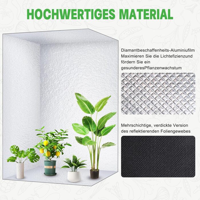 Комплект для вирощування Growzelt, 200W LED лампа повного спектру, гроубокс для приміщення, повний гідропонний набір (тент 600D) з системою вентиляції, термогігрометром та таймером (120x60x180 см) Szxtj-120x60x180