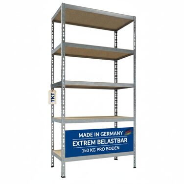 Стелаж робочої системи з дерев&39яними полицями 180x90x40 см - Оцинкований стелаж з вантажопідйомністю 150 кг на полицю. Міцний стелаж з 5 полицями для майстерень, житлових приміщень та підвалів.