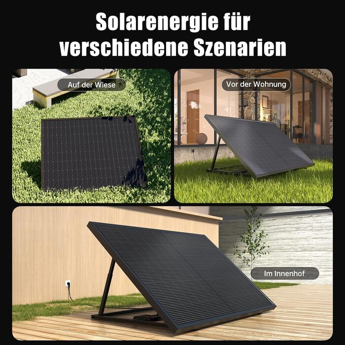 Балконна електростанція BENY Plug & Play, балконна електростанція з монтажним кронштейном, комплектна балконна електростанція потужністю 430 Вт - розетка - інвертор 600 Вт - двосторонні сонячні панелі 430 Вт - кронштейн для плоских дахів