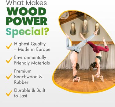 Дерев&39яні паралелети WOODPOWER PowerBars для віджимань, дерев&39яні ручки для віджимань, стійка на руках, йога та калістеніка, нековзні, для використання в приміщенні та на вулиці, безпечні для суглобів, НАБІР (XS XL) чорного кольору