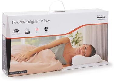 Оригінальна подушка TEMPUR. Ергономічна подушка для шиї з піни з ефектом пам&39яті середньої жорсткості для людей з малою/середньою статурою, сну на боці та спині, з чохлом, який можна прати, дуже велика (61 x 31 x 11,5/8 см), біла. Дуже велика.