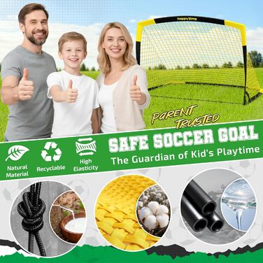 Футбольні ворота Happy Jump складні для дітей та дорослих 1 або 2 ворота 120x90 / 152x110 / 213x152 см Додатково з м&39ячем, насосом, конусами та мішенню Для саду та подарунка 1-152x110 см жовтого кольору