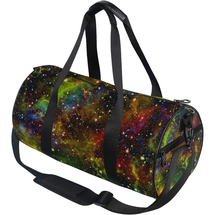 Спортивна сумка з абстрактним, барвистим дизайном всесвіту веселка, туманність, галактика. Дорожня сумка-вікендер з міцного канвасу для чоловіків та жінок. Ідеально підходить для спорту, подорожей та на вихідні.