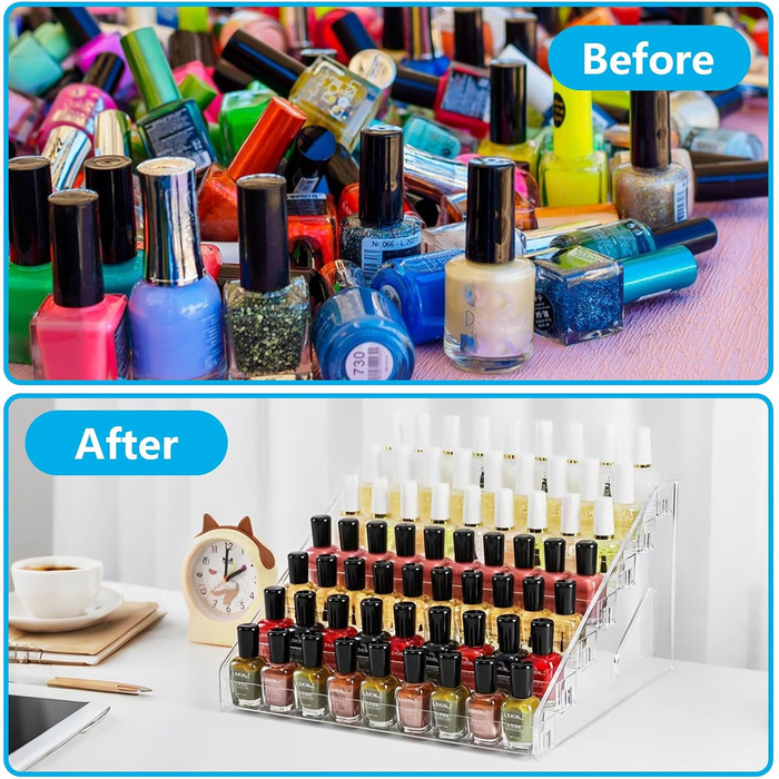 Набір для зберігання лаків для нігтів із 2 предметів, 6-рівневий органайзер для лаків, акрилова полиця для лаків, органайзер для ефірних олій, косметики, губної помади