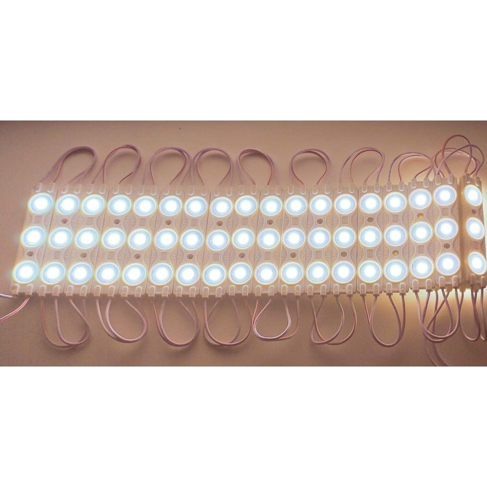 Світлодіодний модуль LEDLUX 20Pcs Strip Brick з 3 SMD 2835 DC 12V IP67 з лупою на 160 градусів для буквених знаків (теплий білий 3000k) 3000K.