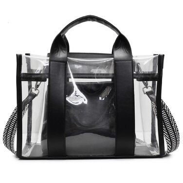 Прозора сумка-шопер з внутрішньою кишенею на блискавці, містка жіноча сумка з ручками та знімним ременем, ідеальна для спортивних заходів та концертів