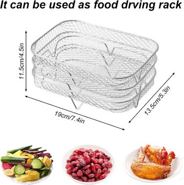 Стійка для фритюрниці, 304 Решітка для дегідратації для фритюрниці з нержавіючої сталі Багатофункціональна багатофункціональна багатошарова фритюрниця Сковорода-гриль Аксесуари для фритюрниць, сумісні з Ninja Foodi Подвійна фритюрниця 19 * 13 * 9 см