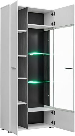 Модульна настінна шафа для вітальні SOLIDO Twin, стінка під телевізор, білий глянець