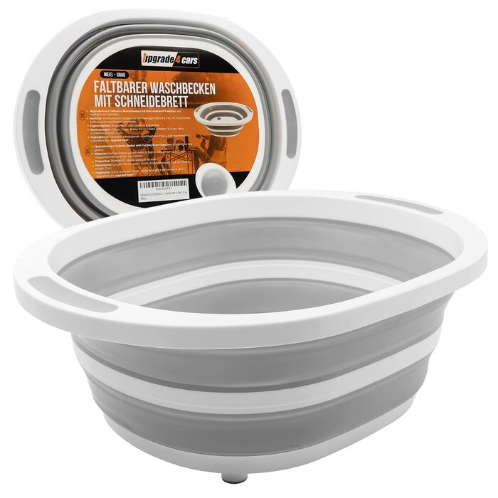 Багатофункціональна обробна дошка та мийка Складана миска для миття посуду білого та сірого кольорів Складана миска для кемпінгу Аксесуари та гаджети для автофургонів