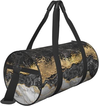 Дорожня сумка Метелики Монарха великої місткості, легка та міцна, ідеальний подарунок для подорожей, відпустки, ділових поїздок та іншого, чорно-біло-золотий мармуровий принт, універсальний розмір