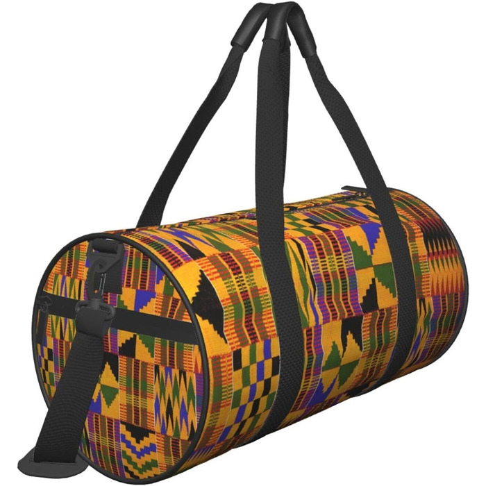 Спортивна сумка, дорожня сумка, з африканським візерунком, сумка на нічліг, чорна, універсальний розмір, сумка для подорожей