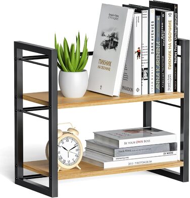 Дерев&39яний органайзер для настільних полиць, міні-настільна полиця для зберігання книг, настільні полиці для робочого столу та комода (чорний)