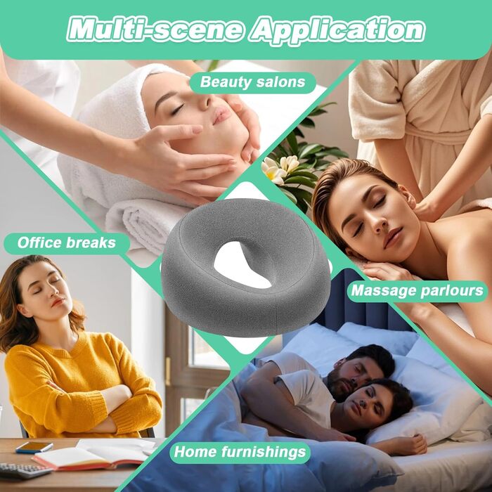 Масажна подушка з отвором для голови, масажний підголівник для ліжка, масажна подушка-колиска для обличчя, U-подібна подушка для обличчя з піни з пам&39яттю форми, подушка з повітропроникним отвором для столів, спа-салонів, салонів, масажних ліжок