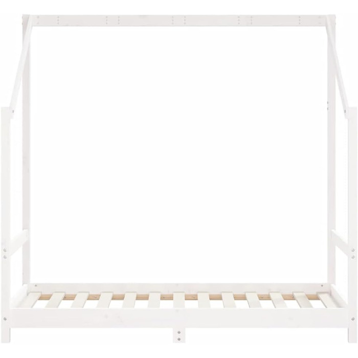 Дитяче ліжко, біле, 80x160 см, виготовлене з масиву сосни з міцним каркасом та повітропроникними фанерними ламелями для гарної підтримки - , 165,5 x 85,5 x 158 см, біле