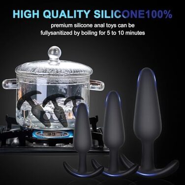 Набір анальних пробок Keyoung, силікон, різні розміри, 3 шт.