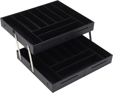 Багаторівневий розширюваний органайзер для столу, шухляда, яку легко чистити, складний лоток для зберігання, міцний матеріал для акуратного зберігання різних предметів (чорний)