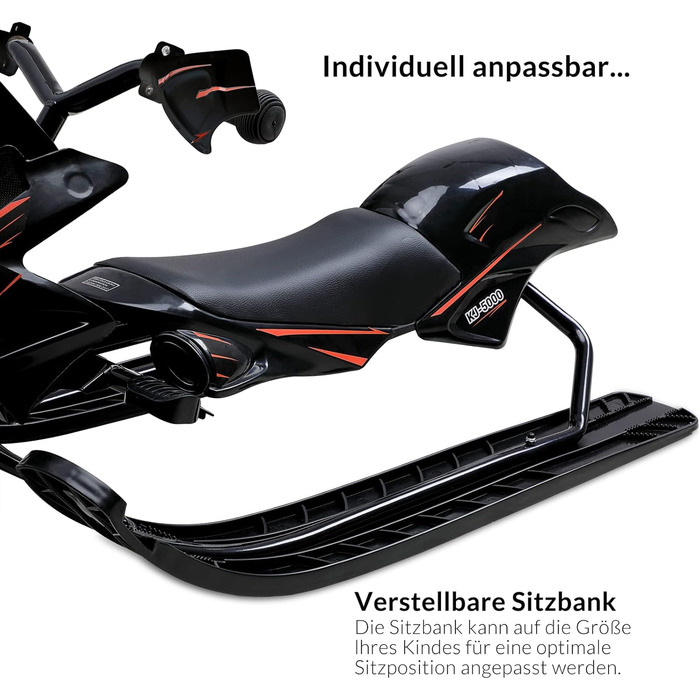 Санки Monzana кермові з гальмами, 75 кг чорно-червоні