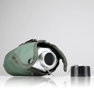 Алюмінієва фляга Ganzoo 1 літр, включаючи чашку для пиття (контейнер для приготування їжі), пляшка Збройних сил Німеччини/алюмінієва дорожня пляшка тканинна сумка Збройні сили Німеччини Зелений срібний / Зелений Збройні сили Німеччини