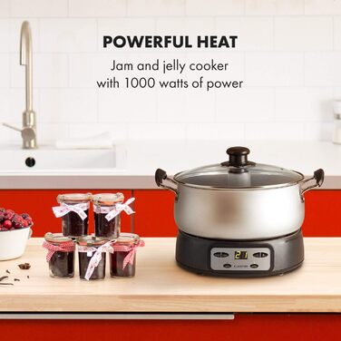 Варильна машина Klarstein Jam Session, 1000 Вт, 2 автоматичні програми, регульований час приготування, автоматична мішалка, внутрішня каструля з покриттям, каструля, яку можна мити в посудомийній машині, об'єм 3 літри 1000 Вт