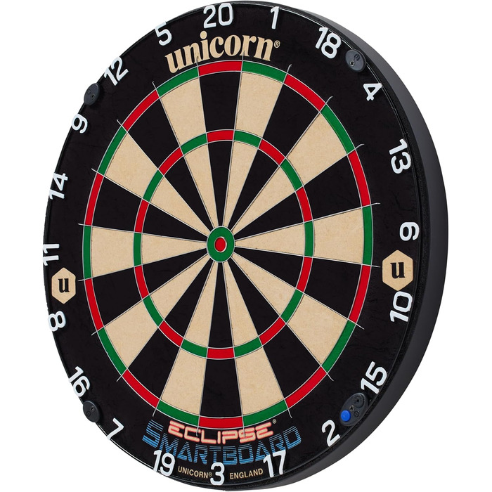 Електронна мішень для дартсу &quotЄдиноріг&quot Розумна дошка Традиційна дошка з сизалевої щетини Підключається до застосунку Scorebuddy через Bluetooth У комплекті 6 дротиків Eclipse Professional зі сталевим наконечником