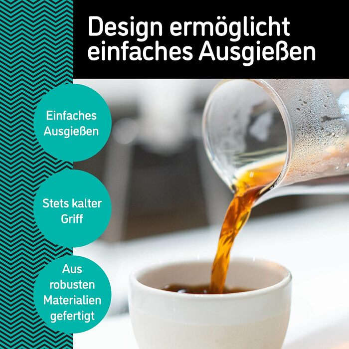 Кавоварка Gator (800 мл) - Кавоварка для фільтрованої кави - Скляний кавник з фільтром з нержавіючої сталі - кавовий аксесуар на 5-6 чашок, безбарвний 800мл