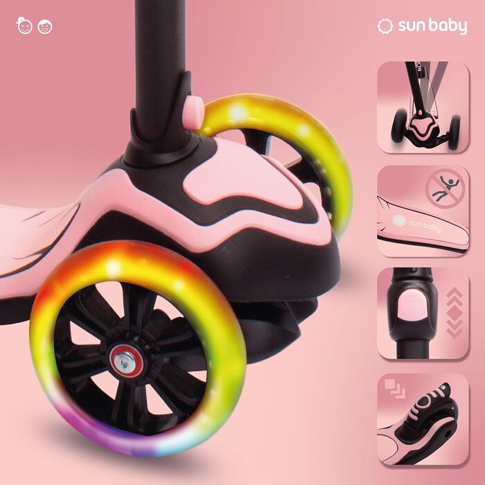 Сонячний дитячий самокат самокат дитячий 3 роки, світлодіодний великий 3 колеса, знімне сидіння, дитячий самокат, Childern's Scoot
