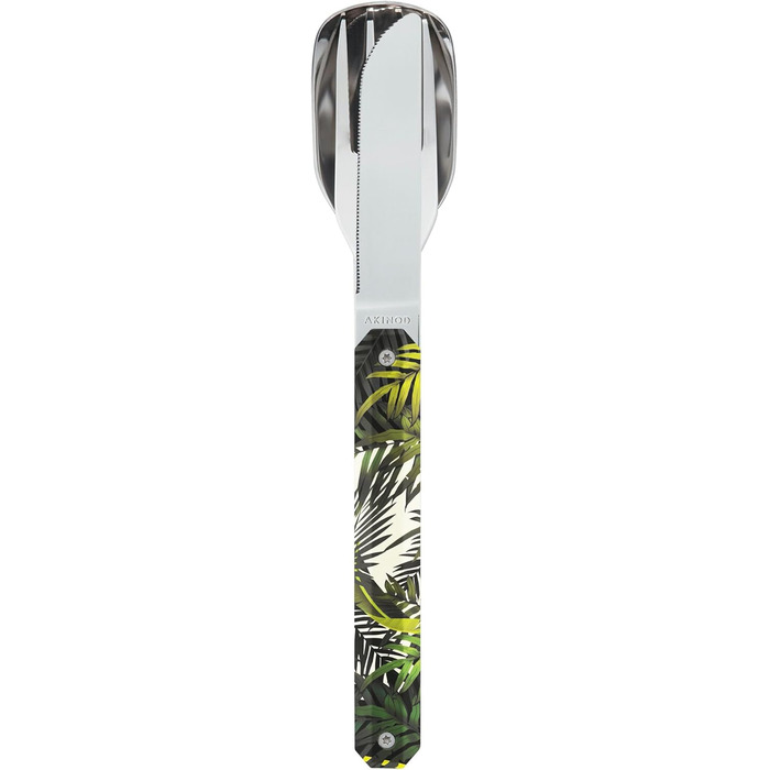 Набір фіксованих столових приборів 12H34 Jungle з виделкою, ножем та ложкою - Столові прибори з нержавіючої сталі - Магнітні столові прибори на винос - Дорожні столові прибори Компактні, міцні та елегантні