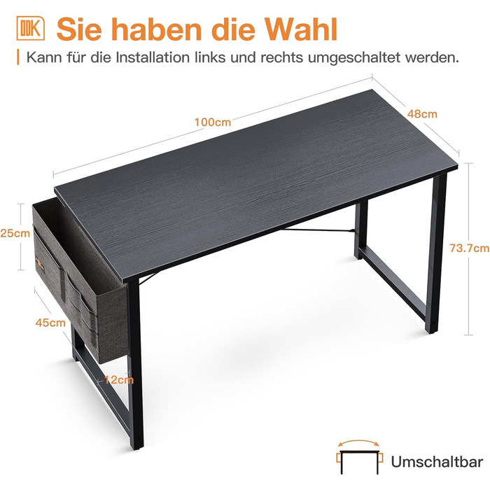 Комп'ютерний стіл офісний стіл з тримачем для навушників і сумкою для зберігання, невеликий стіл для навчання дерев'яний стіл для