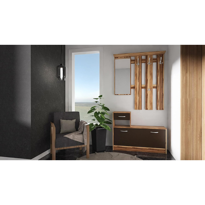 Шафа для одягу August Nuss - Шафа для одягу з дзеркальною тумбою для взуття та вішалкою для одягу Ширина 100 см, висота 72,6 см (н