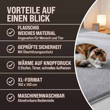 Ковдра/підковдра з підігрівом Monzana 160x140 см, таймер, кораловий фліс, 2x60 Вт, сірий, подвійна ковдра з підігрівом, захист від перегріву, можна прати, сірий колір, 160 x 140 см