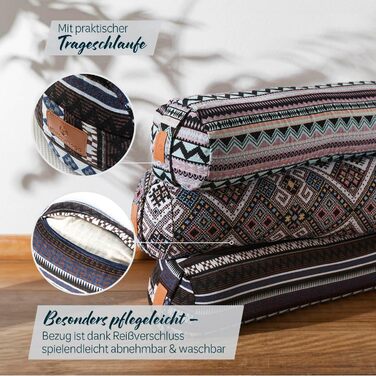 Циліндричний валик для йоги 68 см x 22 см Наповнений органічною лушпинням спельти або органічною лушпинням гречки (органічне) Чохол, який можна прати Подушка для йоги та сидіння для медитації Подушка Zafu для інь-йоги, стиль лушпиння спельти 11