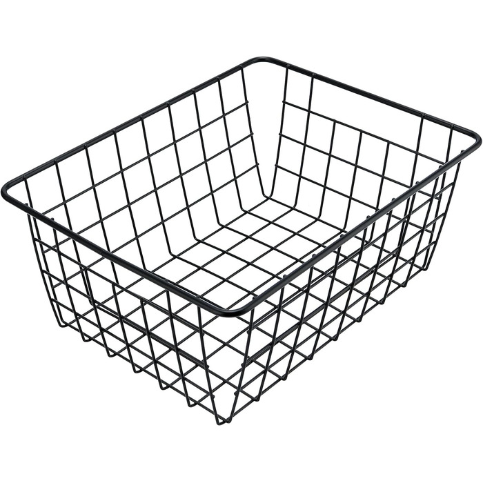 Набір кошиків для зберігання KEILEOHO з 4 предметів, 28 x 22 x 12 см, металевий кошик, дротяний кошик для зберігання, кошик для ванної кімнати, метал, відкритий дротяний дизайн, маленький чорний металевий кошик, для офісів, кухонь, ванних кімнат