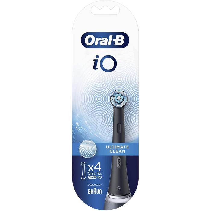 Електрична зубна щітка Oral-B iO Series 6 Plus Edition, чорна та щітки для чищення iO Ultimate для електричної зубної щітки, 4 шт. и, Ultimate Tooth Cleaning з технологією iO, чорна