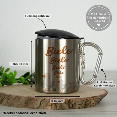 Чашка для пиття з нержавіючої сталі з карабіном Ідея подарунка 330 мл Чашка Для кемпінгу Ключки Срібний