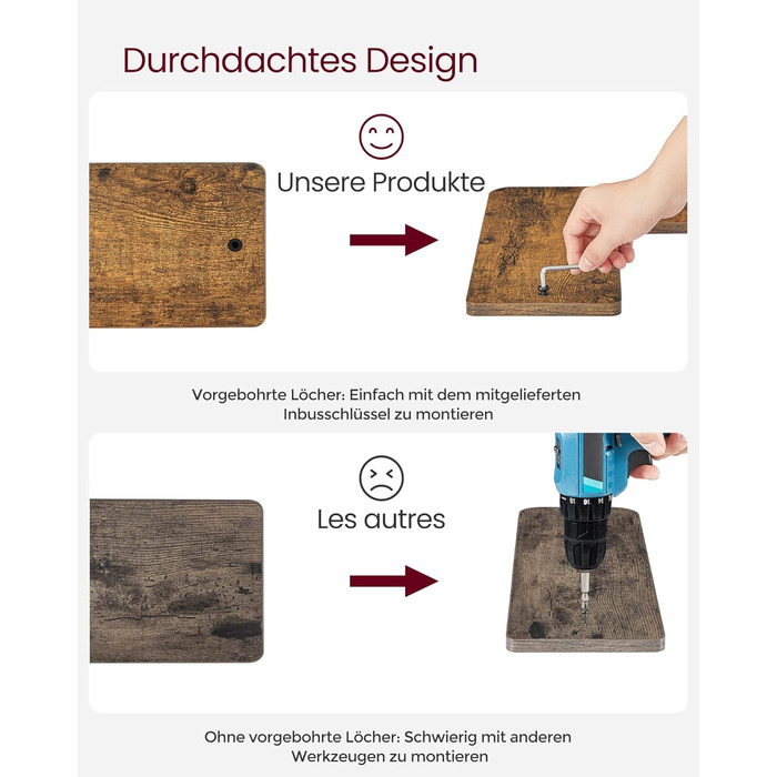 Подібна кутова полиця, комплект з 4 шт. , настінна полиця, промисловий дизайн, для вітальні, спальні, кухні, вінтажний коричнево-чорний LLS832B01 4 предмети Вінтажний коричневий чорний