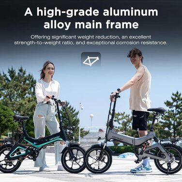Складаний електровелосипед 16 дюймів, Електричний велосипед з акумулятором 36 В/7,8 Аг, Двигун 250 Вт 25 км/год, Запас ходу 35-70 км, Міський складаний електровелосипед Pedelec для дорослих та молоді, сірий
