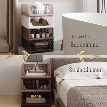 Органайзер для гардеробу, що штабелюється, складний органайзер для шафи, висувний багатофункціональний ящик для зберігання, висувні ящики для зберігання у ванній кімнаті, спальня - коричневий Rzwj02-baun, 4 шт.