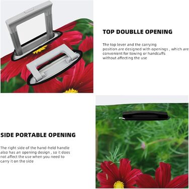 Чохол для багажу Червона троянда з принтом, еластичний захист від подряпин та пилу для валіз, чорний, розмір 80