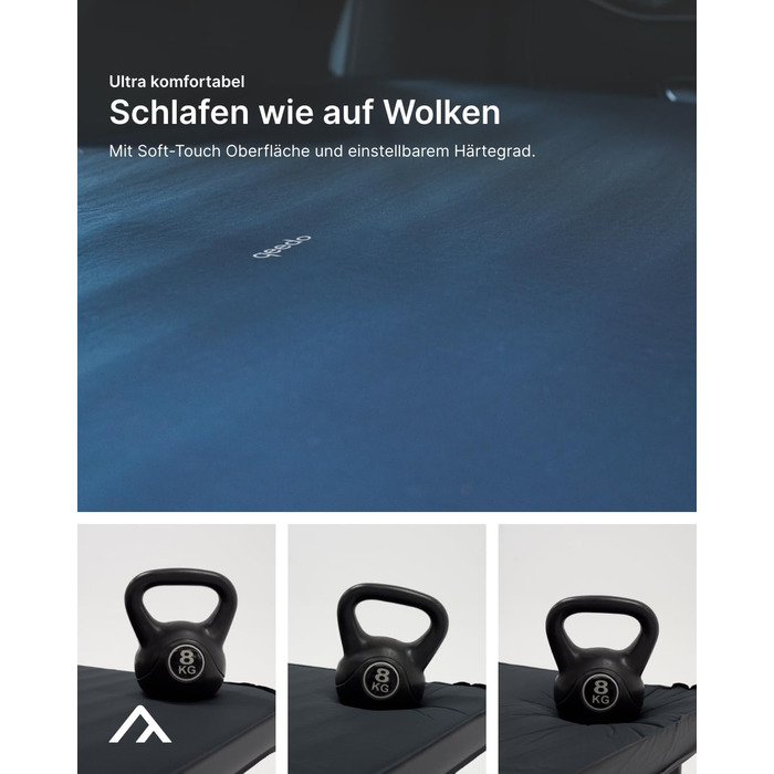 Самонадувальний надувний матрац преміум-класу - М&39який, зручний килимок для сну з м&39якою поверхнею та подвійним клапаном надування, килимок для сну для кемпінгу, подорожей або як гостьове ліжко, темно-синій - Подвійний M