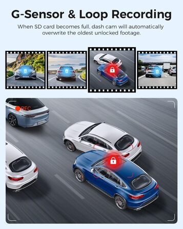 Автомобільний відеореєстратор AZDOME 3 лінзи 1440P 1080P 1080P з WiFi, GPS, фронтальною камерою 4K, супер нічним баченням, монітор