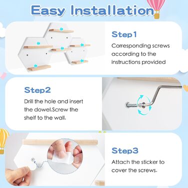 Комплектів магнітних полиць Tonie, шестикутної форми для полиць для зберігання фігурок Toniebox, настінні плаваючі дерев&39яні полиці, сумісні зарядні станції для Toniebox, 1A4B, малі, 5