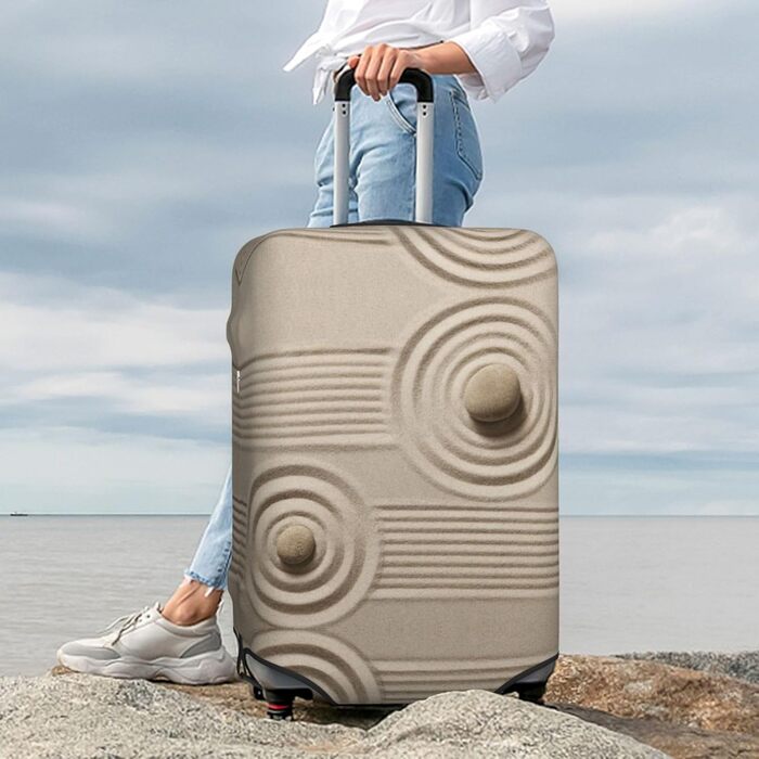 Чохол для валізи з еластичною тканиною та унікальним принтом Хвилі, захисний від подряпин та пилу, чорний, розмір 80