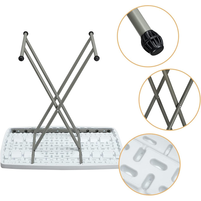 Складаний стіл Невеликий кемпінговий стіл Складаний стіл 2,5 фута/76x50 см Портативний садовий стіл Балконний стіл Складаний стіл Обідній стіл для кухні Барбекю Кейтеринг Вечірка, Білий стіл 76 см * 50 см