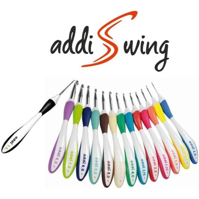 Ручка addi Swings, розмір 3,00 мм, гачок для вязання, алюміній із пластиком, різнокольоровий, 24 x 6,5 x 2 см