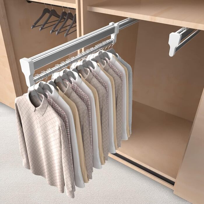 Висувна вішалка для одягу, компактна вішалка для штанів, тримач для штанів високої вантажопідйомності для шафи, висувна вішалка для одягу, висувна вішалка для одягу з функцією штовхання та висування (300 мм/11,81 дюйма)